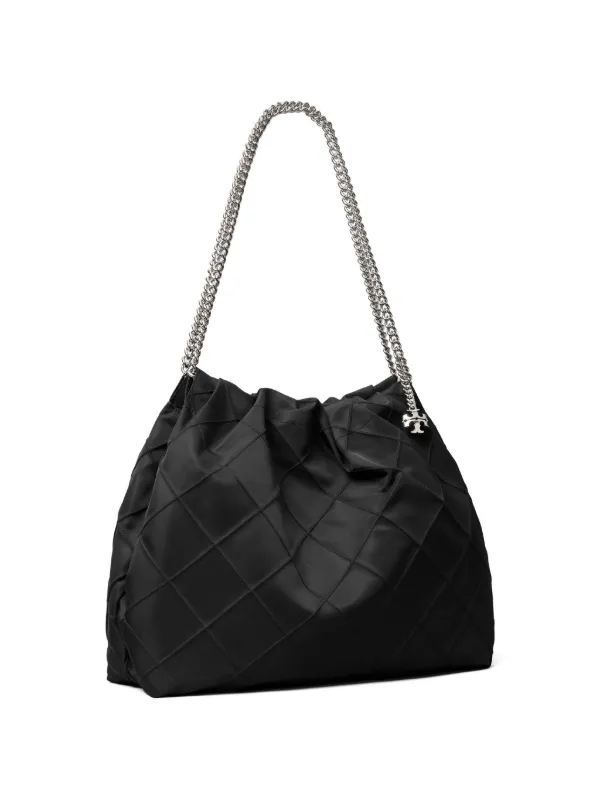 Tory Burch Fleming Nylon Shoulder Bag | Black | FARFETCH
