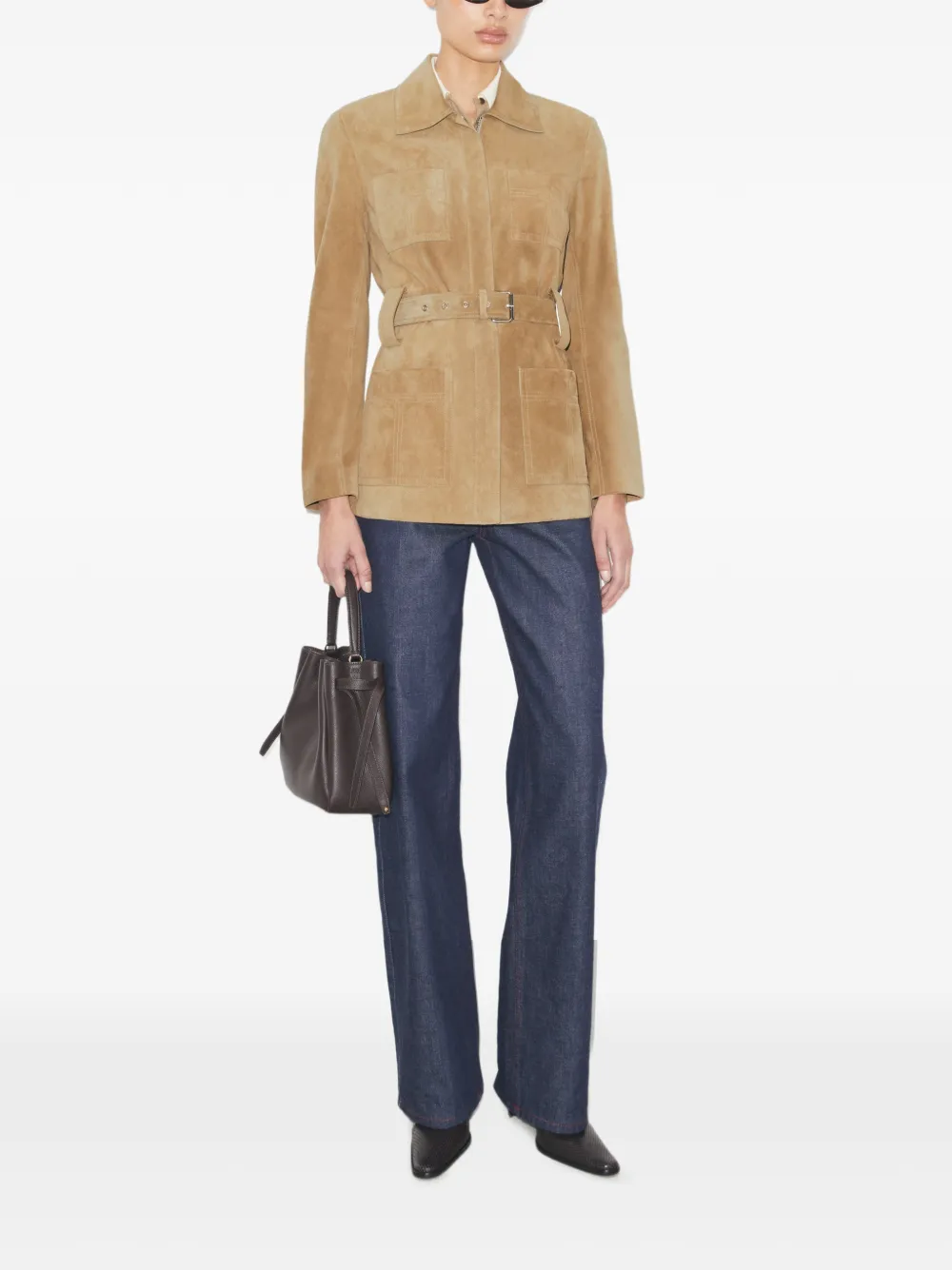 Tory Burch Suède jack met ceintuur Bruin