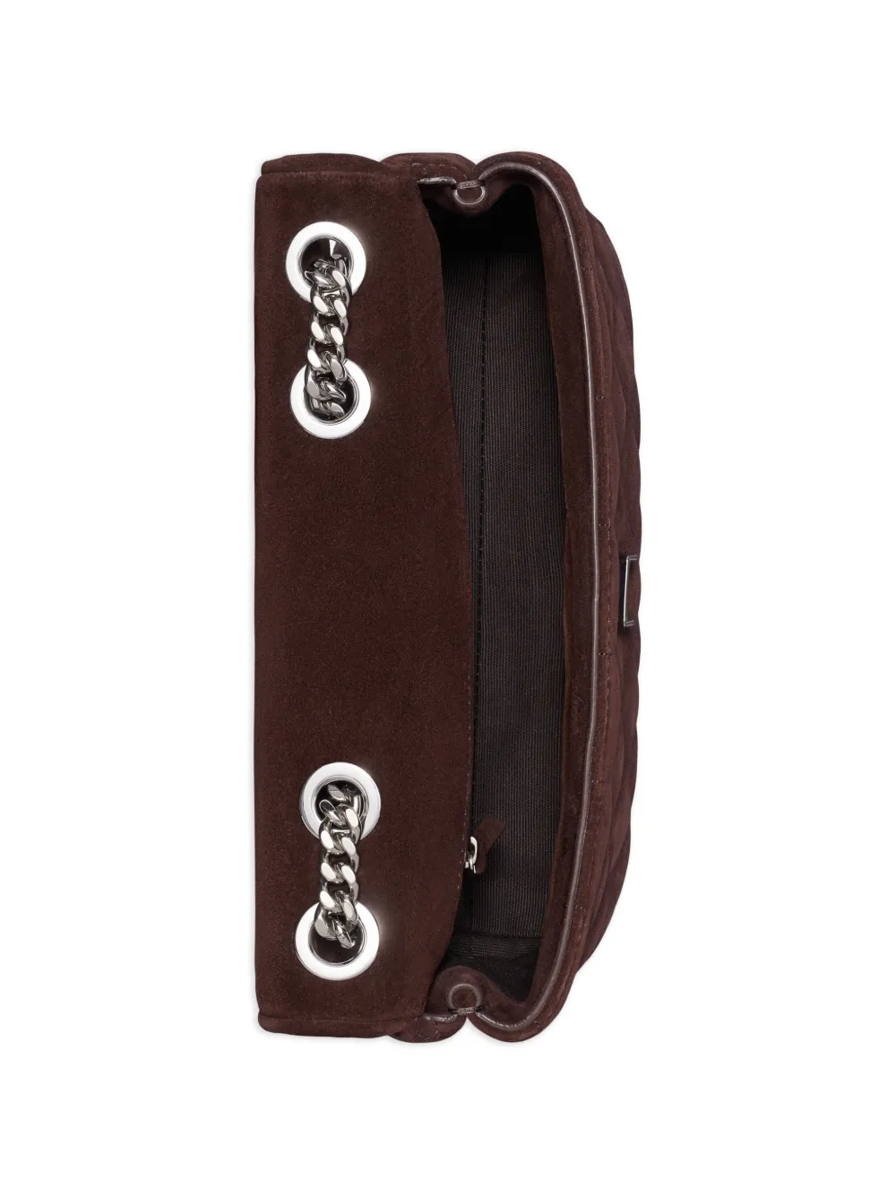 Tory Burch Kira Moto kleine suède gewatteerde schoudertas Bruin