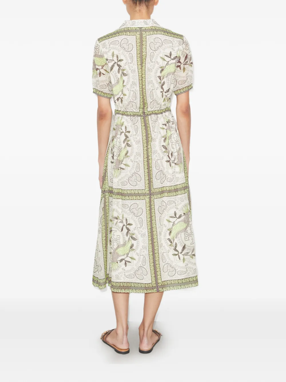  Tory Burch Cinched Cotton Zip Dress - Neutrals 