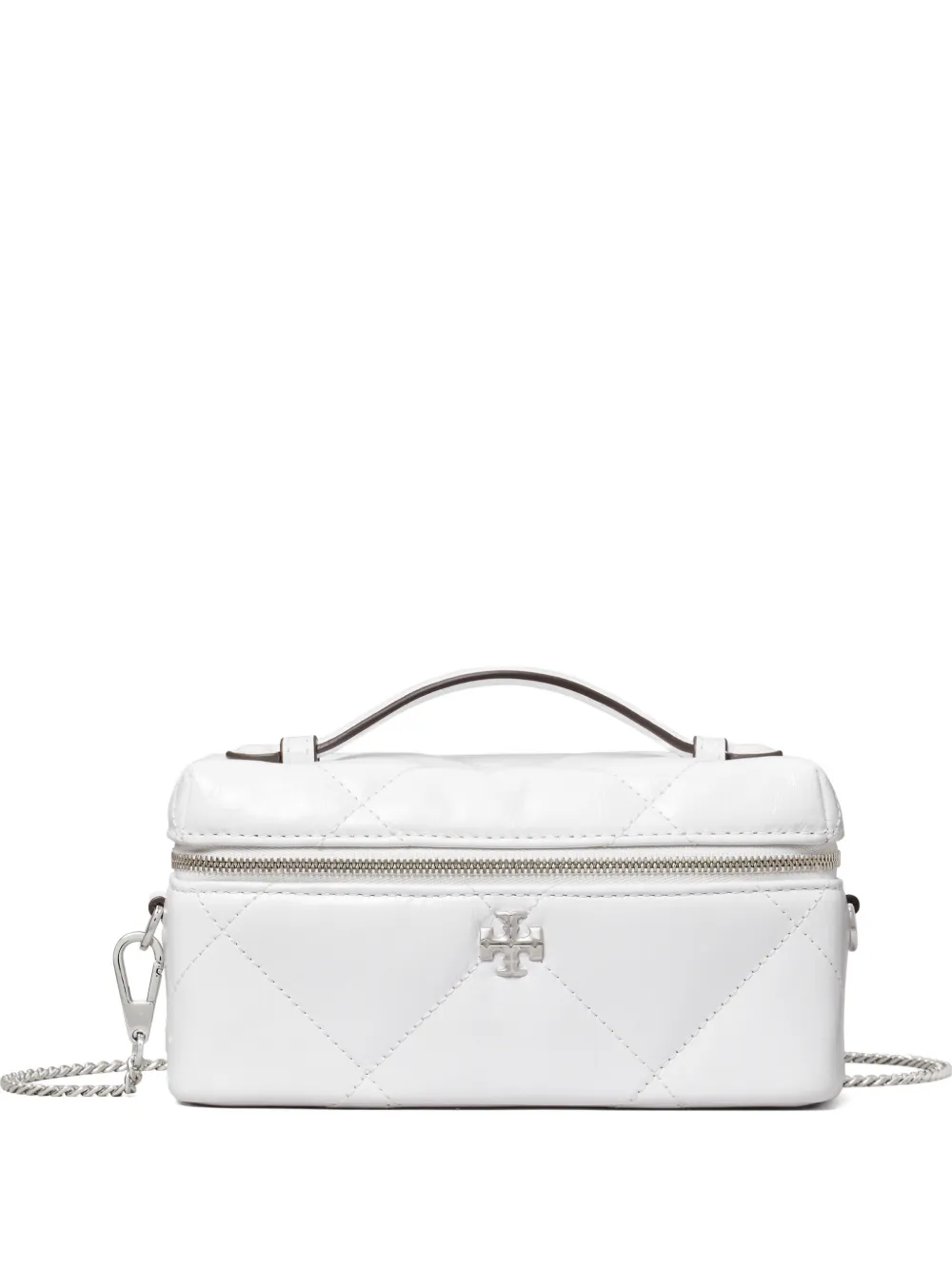 Tory Burch Kira diamond-quilt distressed vanity case - Bianco