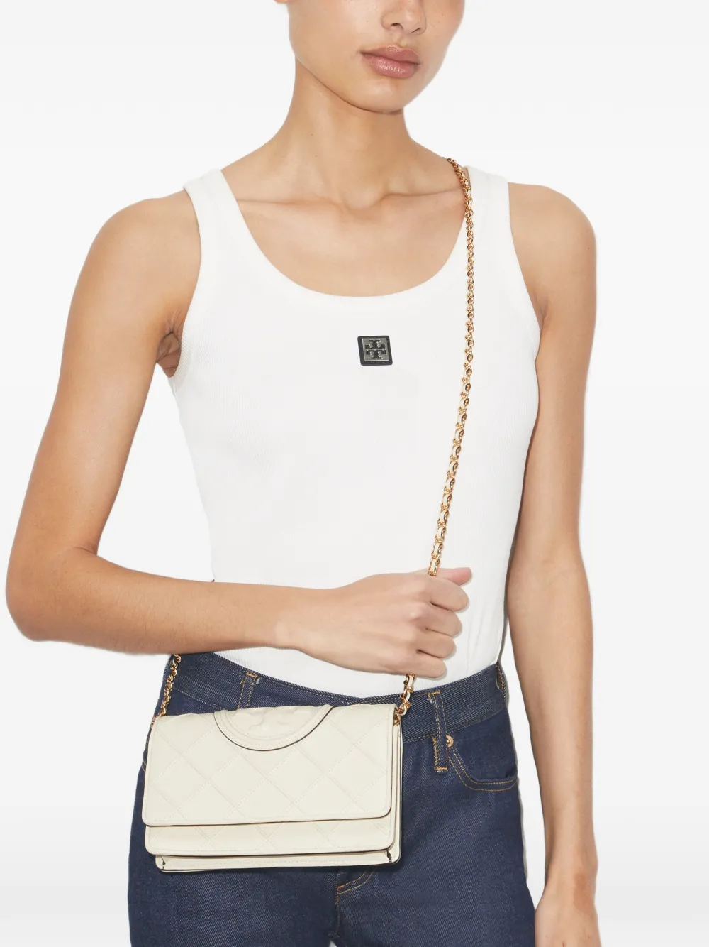  Tory Burch Small Fleming Soft Shoulder Bag - White 