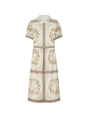 tory burch short beach dress Navy Sundial Printed Cotton Shirtdress