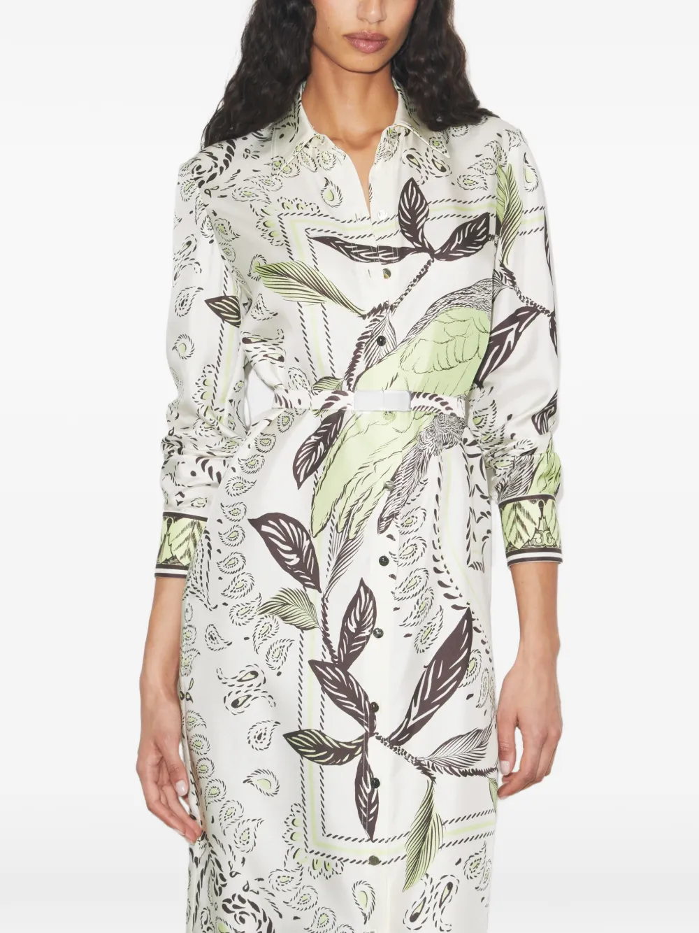 Tory Burch Zijden blousejurk met print Beige