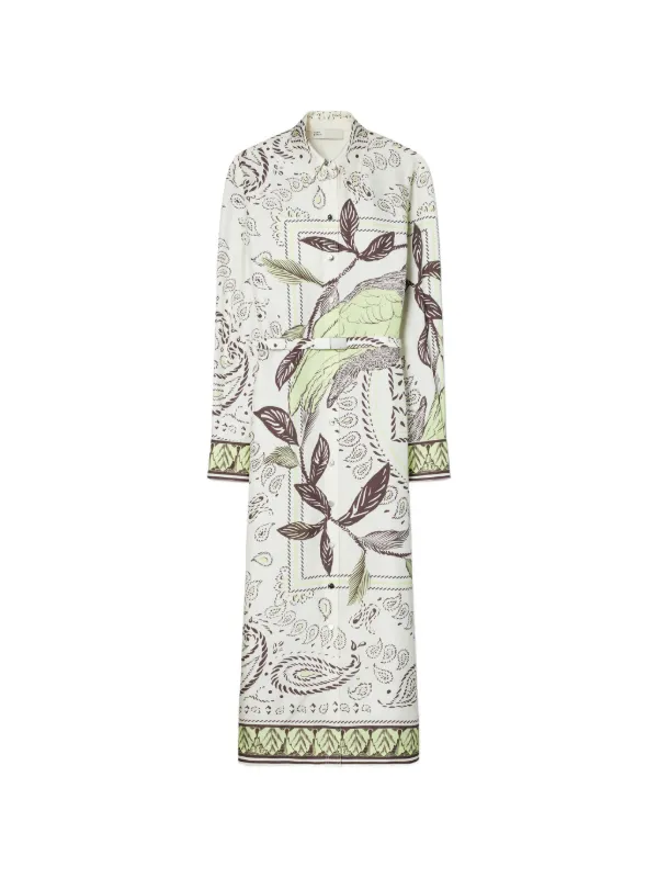 Tory Burch Printed Silk Shirt Dress - Neutrals Tory Burch Printed Silk Shirt Dress - Neutrals