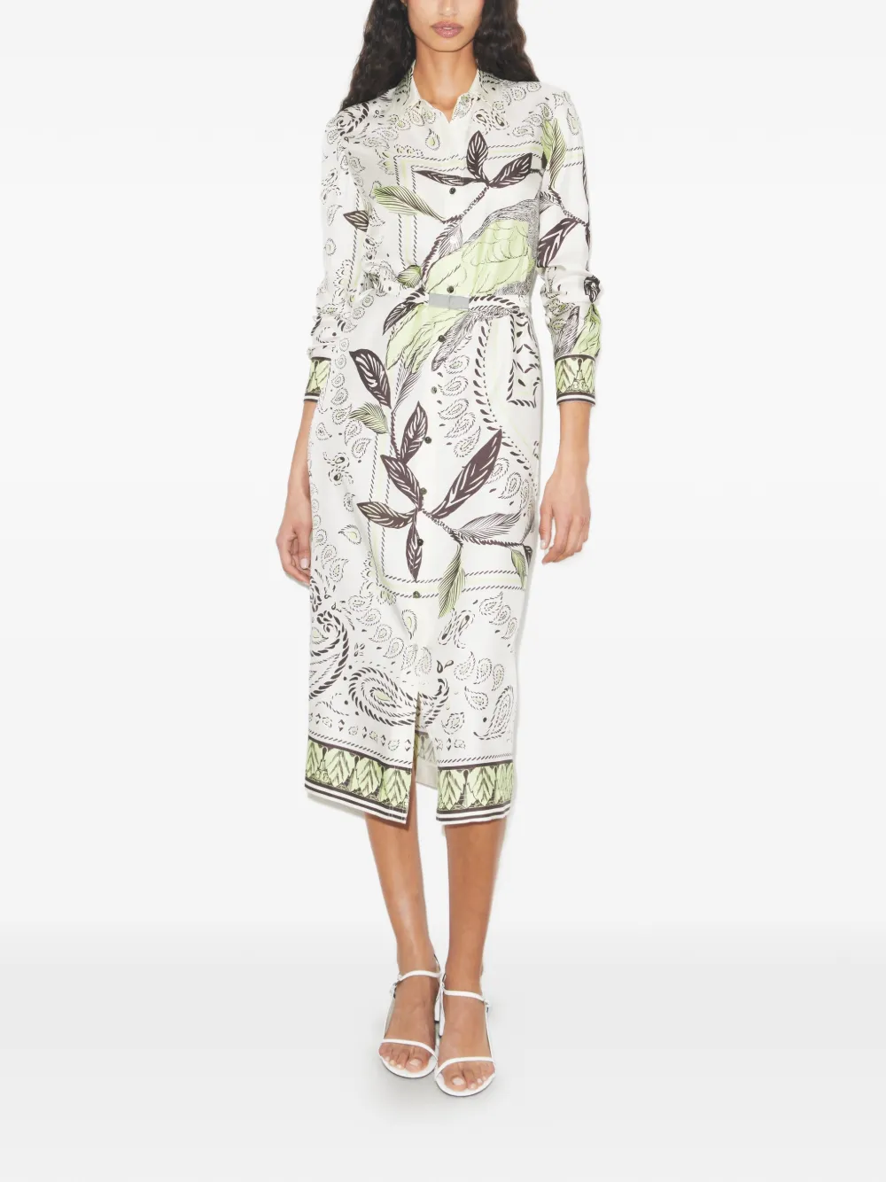 Tory Burch Zijden blousejurk met print Beige