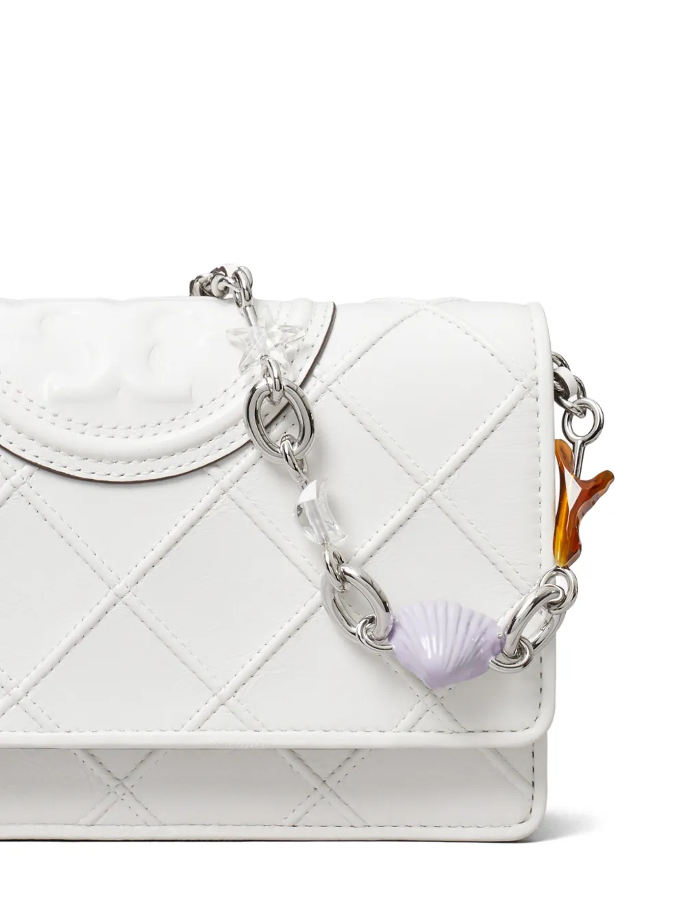 Tory Burch Fleming crossbodytas met ketting en bedel Wit