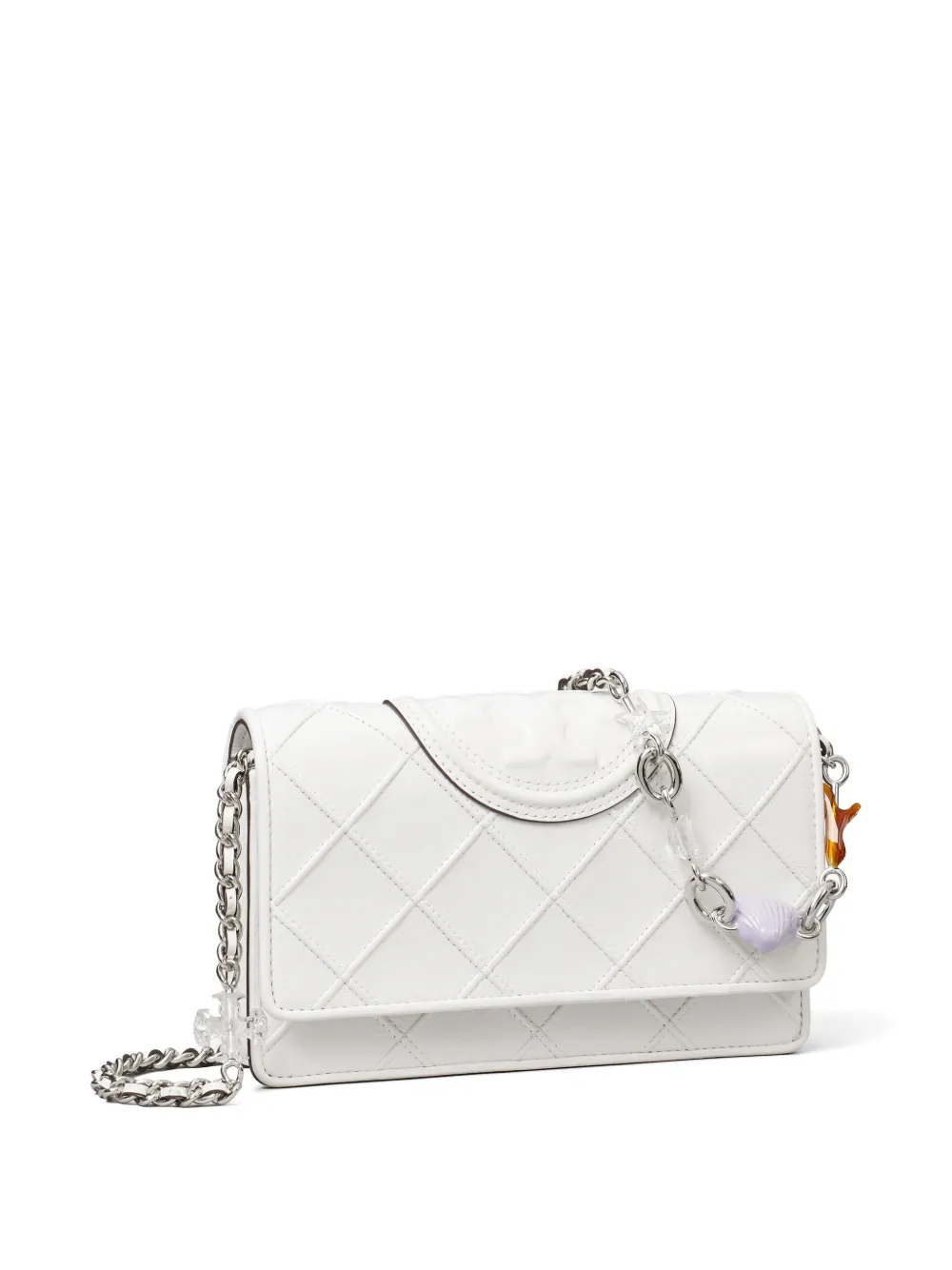  Tory Burch Fleming Charm Chain Crossbody - White 