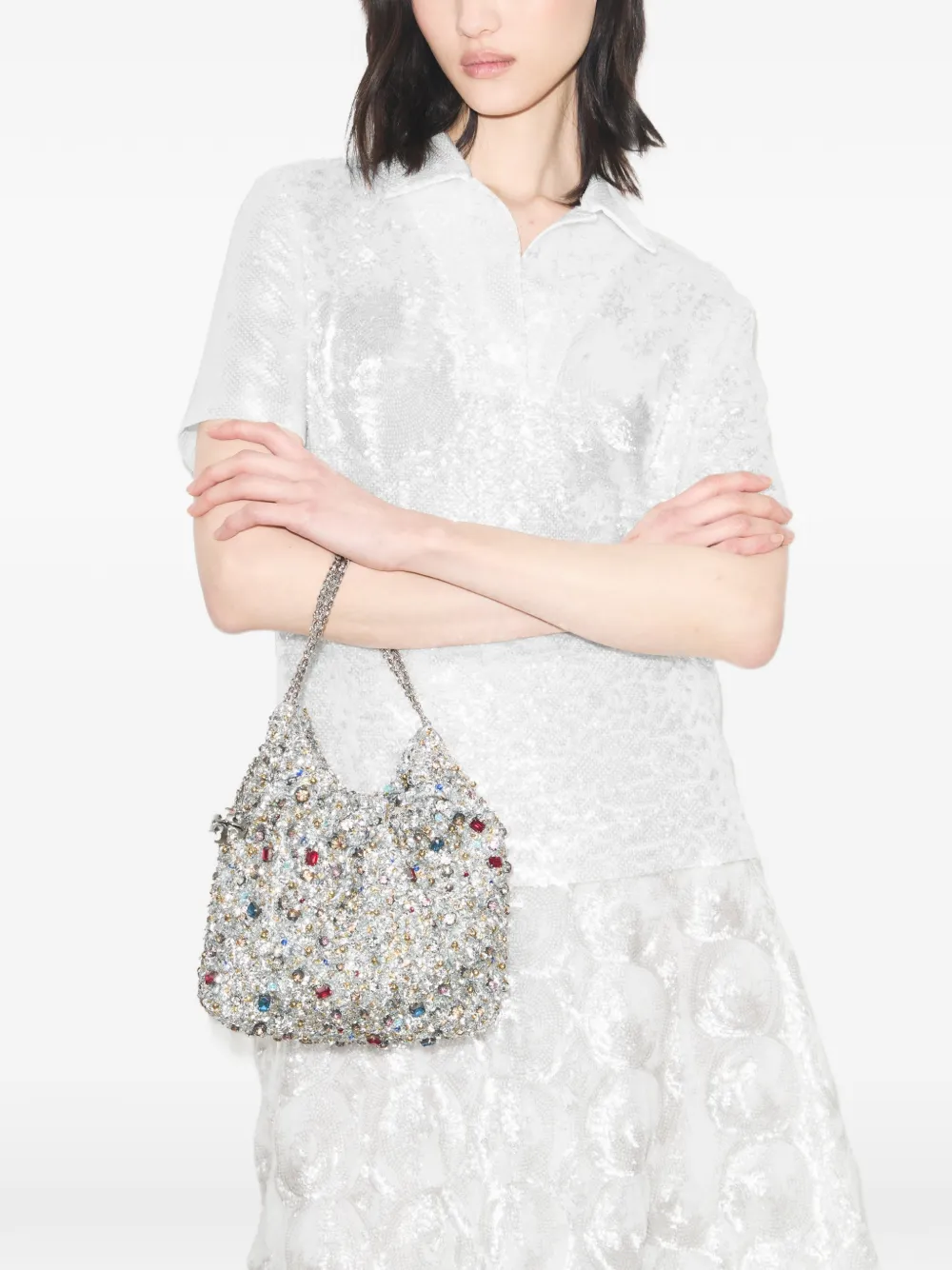 Tory Burch Fleming verfraaide mini-tas Zilver