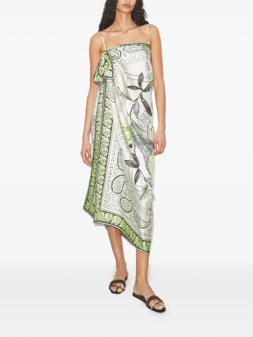 Tory Burch Cockatoo oversized bandana square scarf - Toni neutri