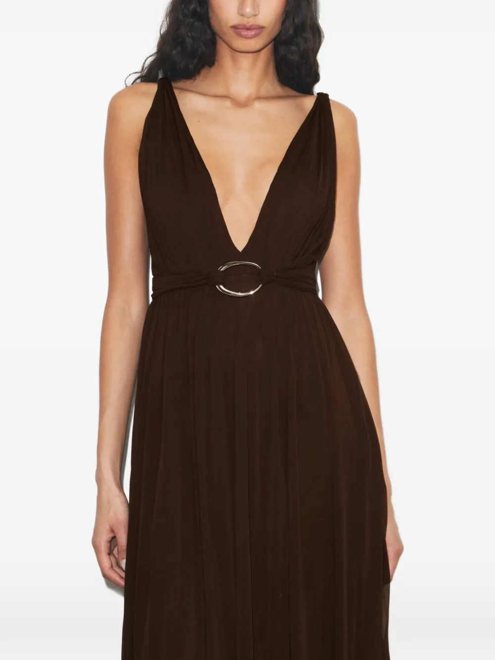 Tory Burch Viscose jurk met V-hals Bruin