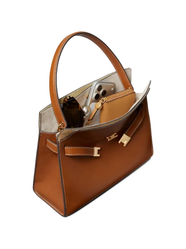 Tory Burch Small Lee Radziwill Double Bag | Brown | FARFETCH