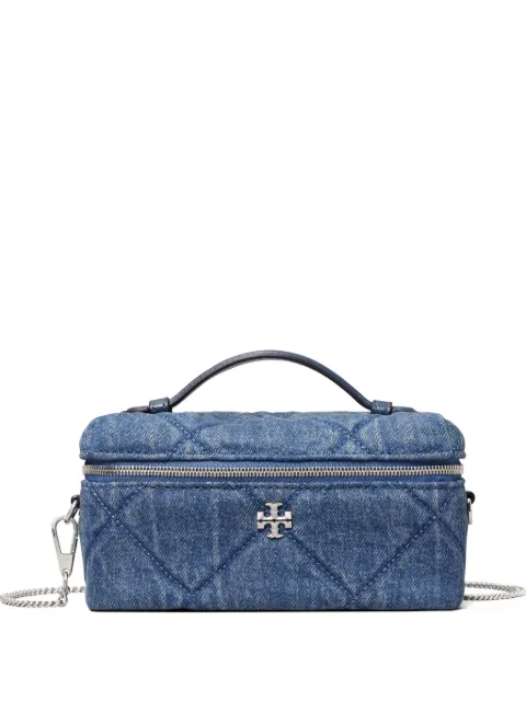 Tory Burch Kira diamond quilt denim east-west vanity case