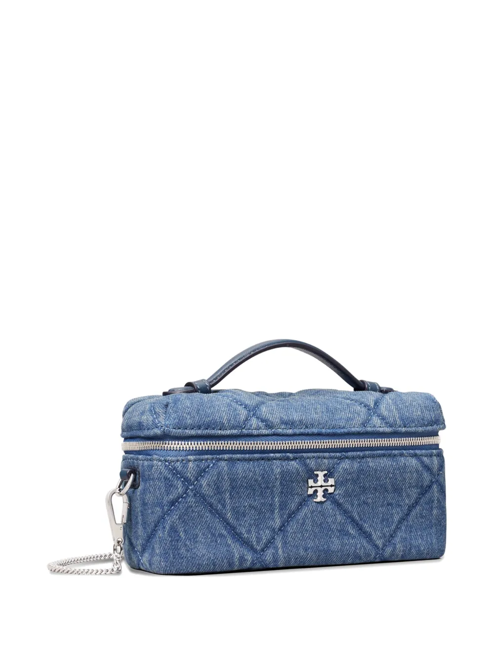 Tory Burch Kira denim gewatteerde toilettas Blauw