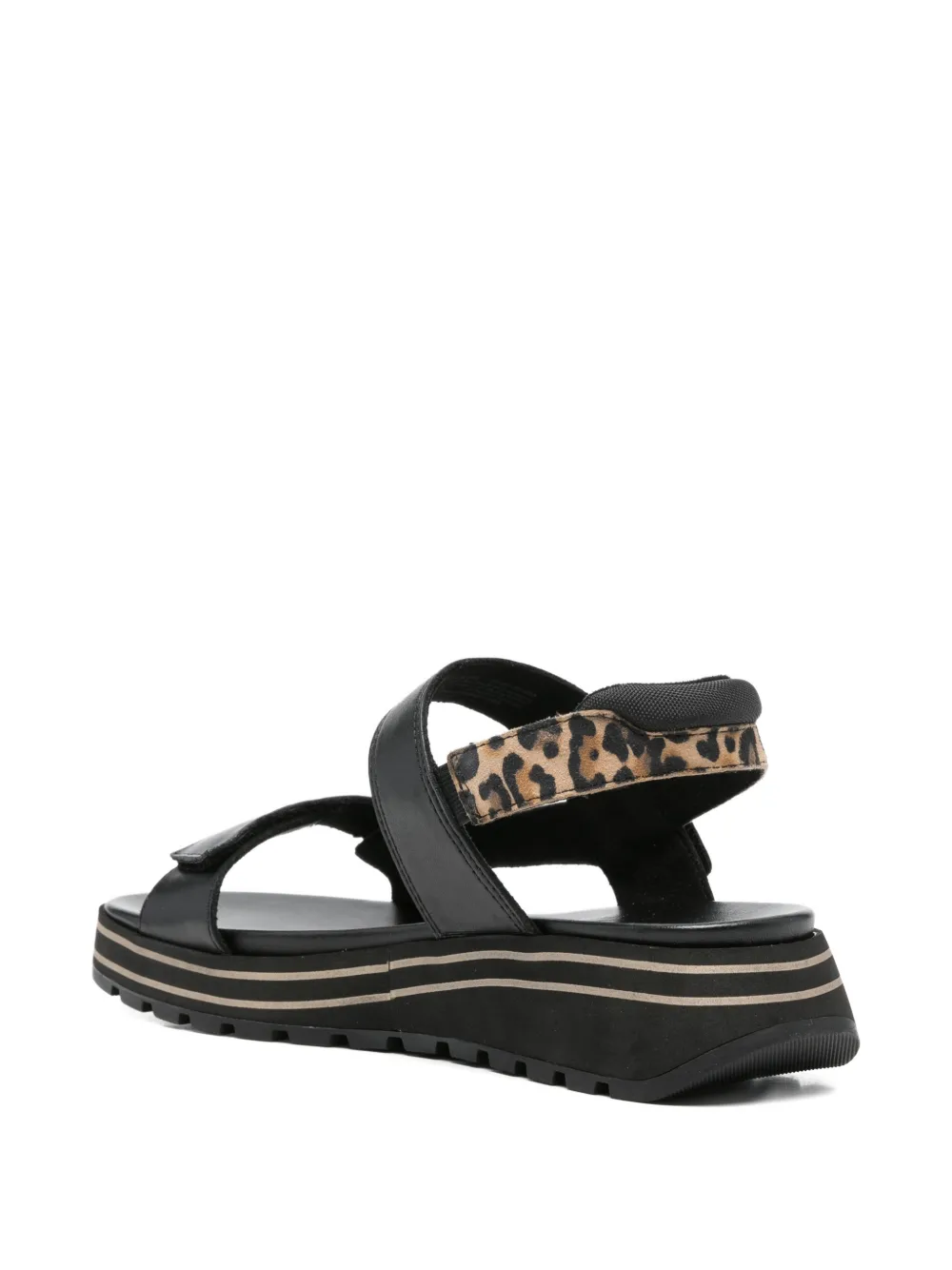  Tamaris Leopard-print Strap Sandals - Black 