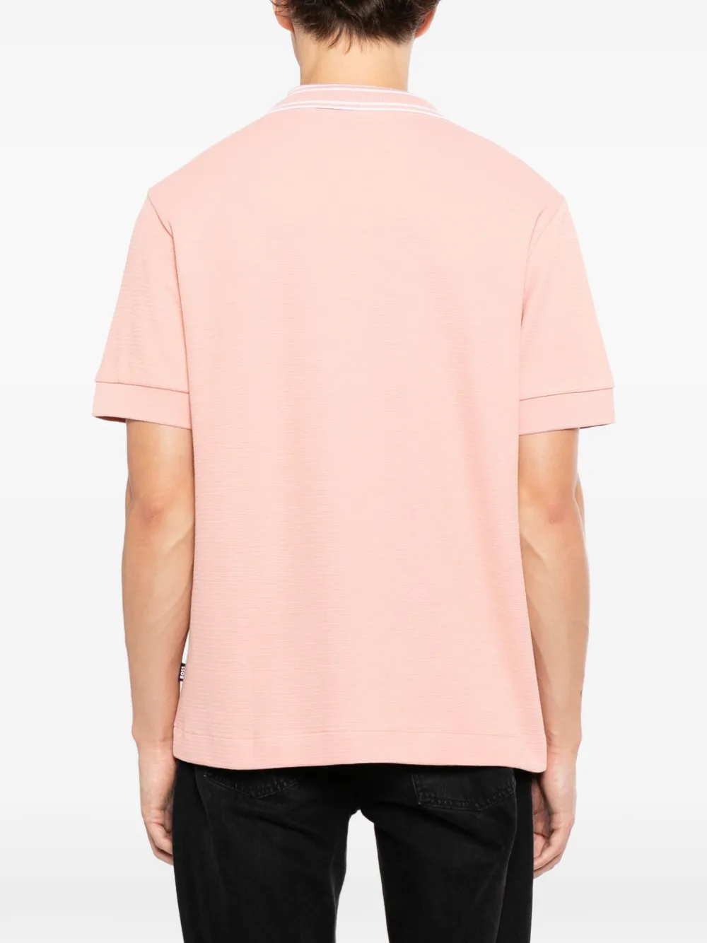 BOSS Poloshirt met gestreepte kraag Roze
