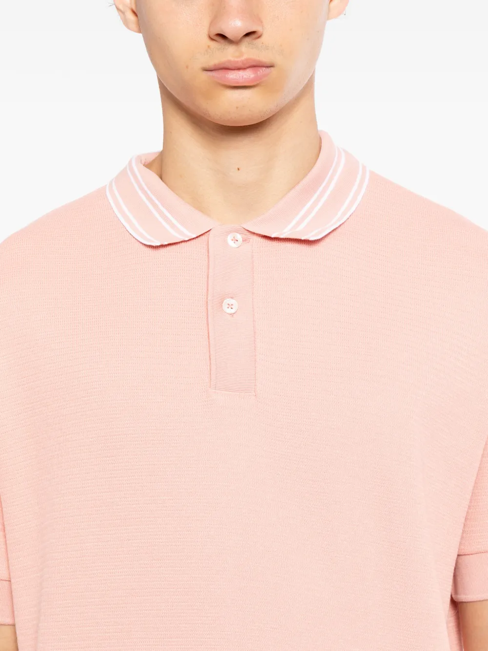 BOSS Poloshirt met gestreepte kraag Roze