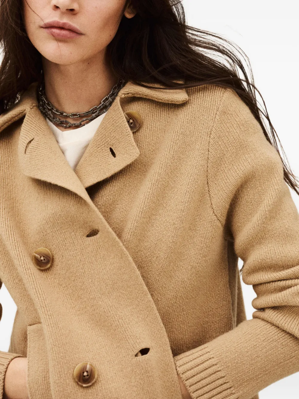 Ba&Sh Vest met dubbele rij knopen Beige