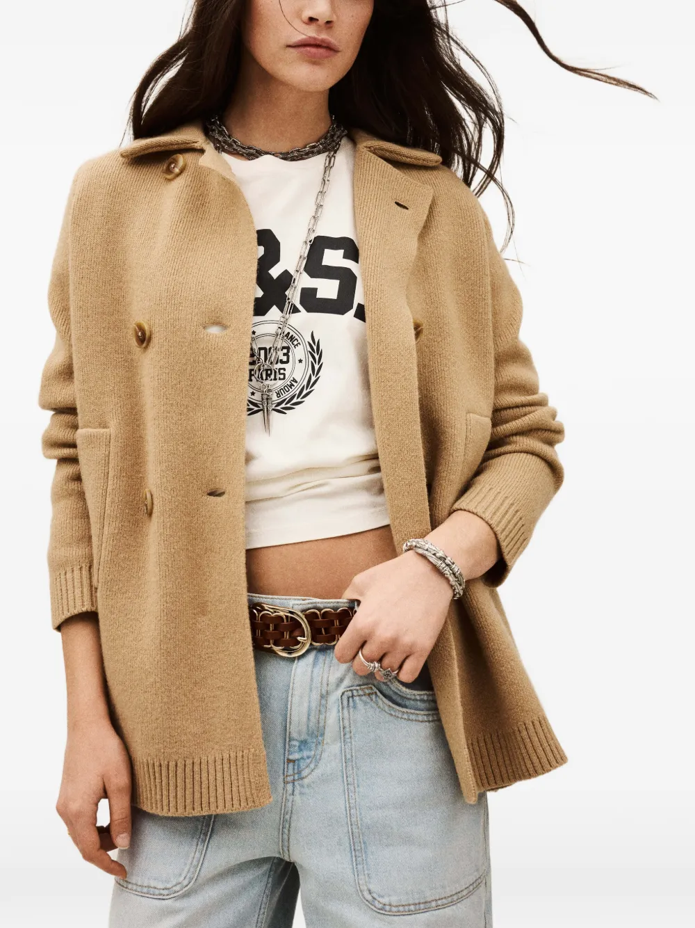  Ba&sh Double-breasted Cardigan - Neutrals 
