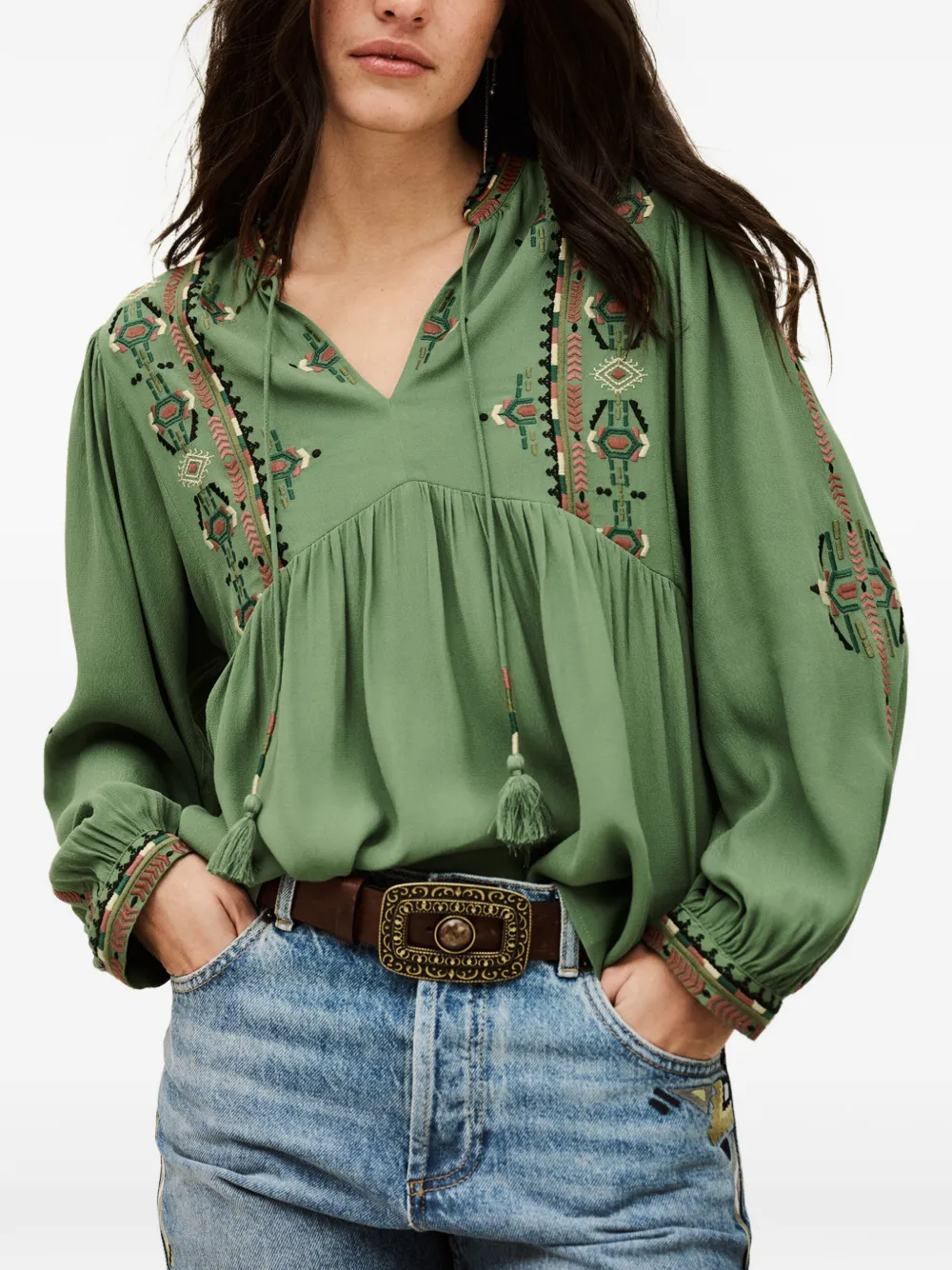  Ba&sh Top Tilt Con Scollo A V - Verde 