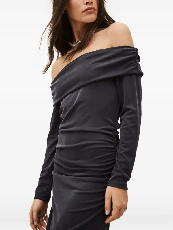 women's plain off shoulder ruched sheer mesh dress OFF SHOULDER RUCHED MESH DRESS – Gladiolus Boutique