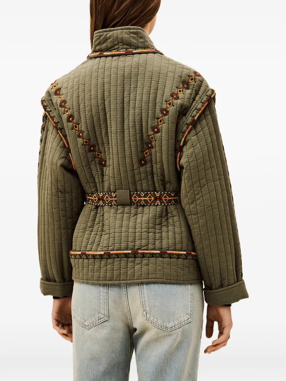  Ba&sh Cocoon Quilted Embroidered Jacket - Green 