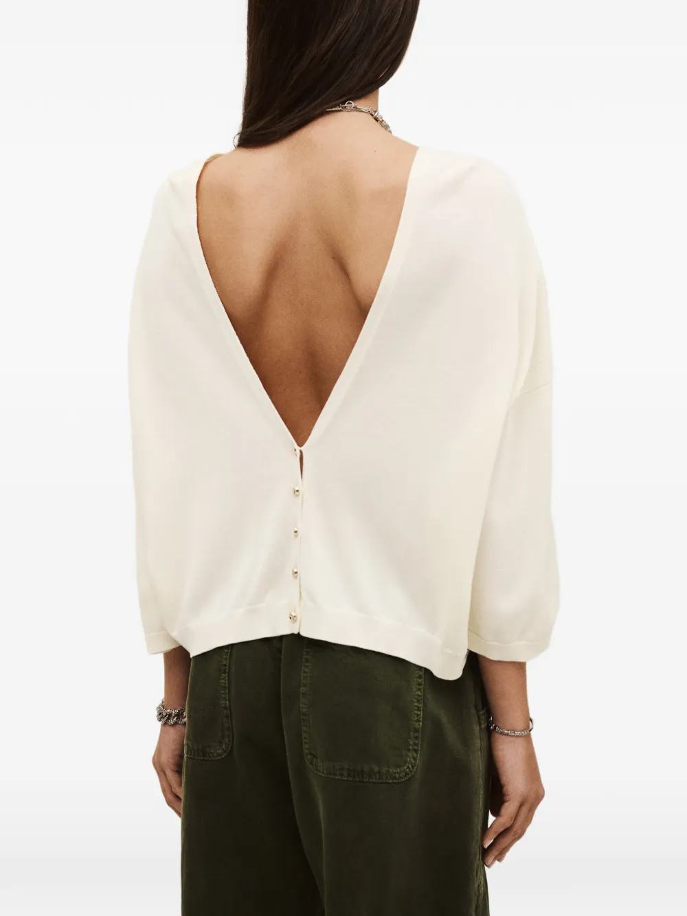  Ba&sh Open-back Buttoned Sweater - Neutrals 