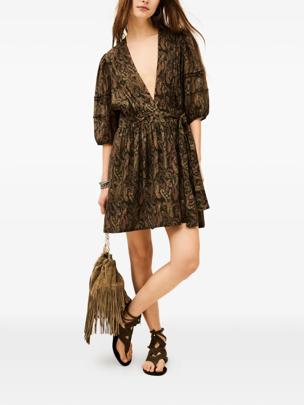  Ba&sh Theodora Paisley-print Mini Dress - Brown 