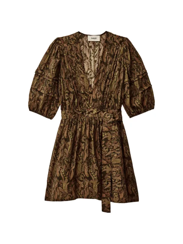 brown paisley mini dress Abigaia V Neck Mini Dress Brown Paisley