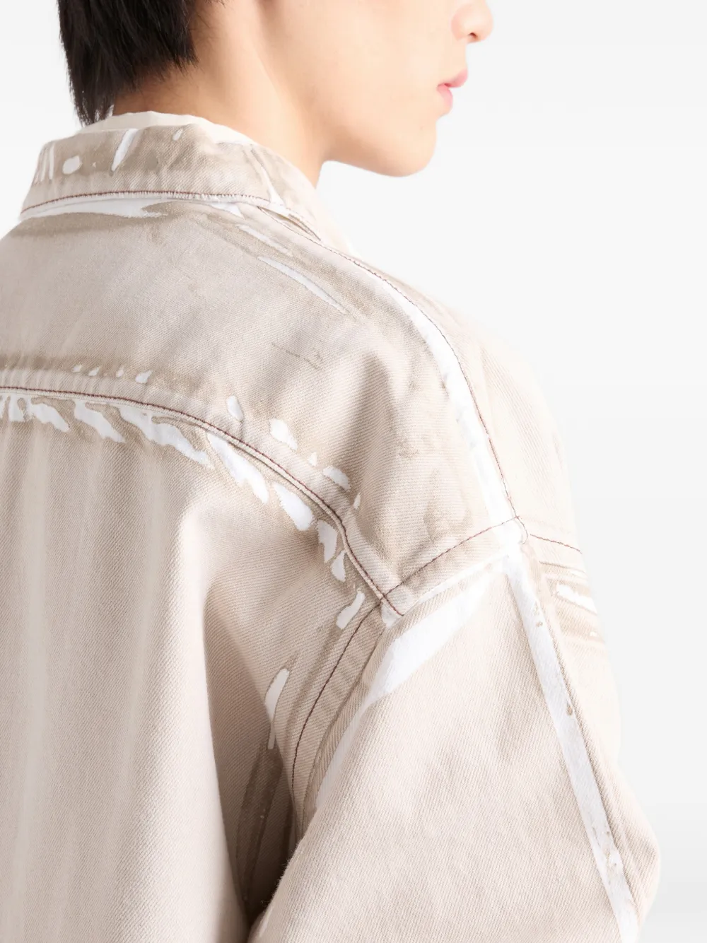 Prada Denim overhemd met rits Beige