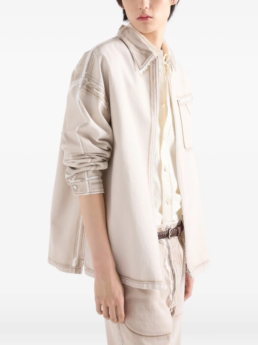 Prada Denim overhemd met rits Beige