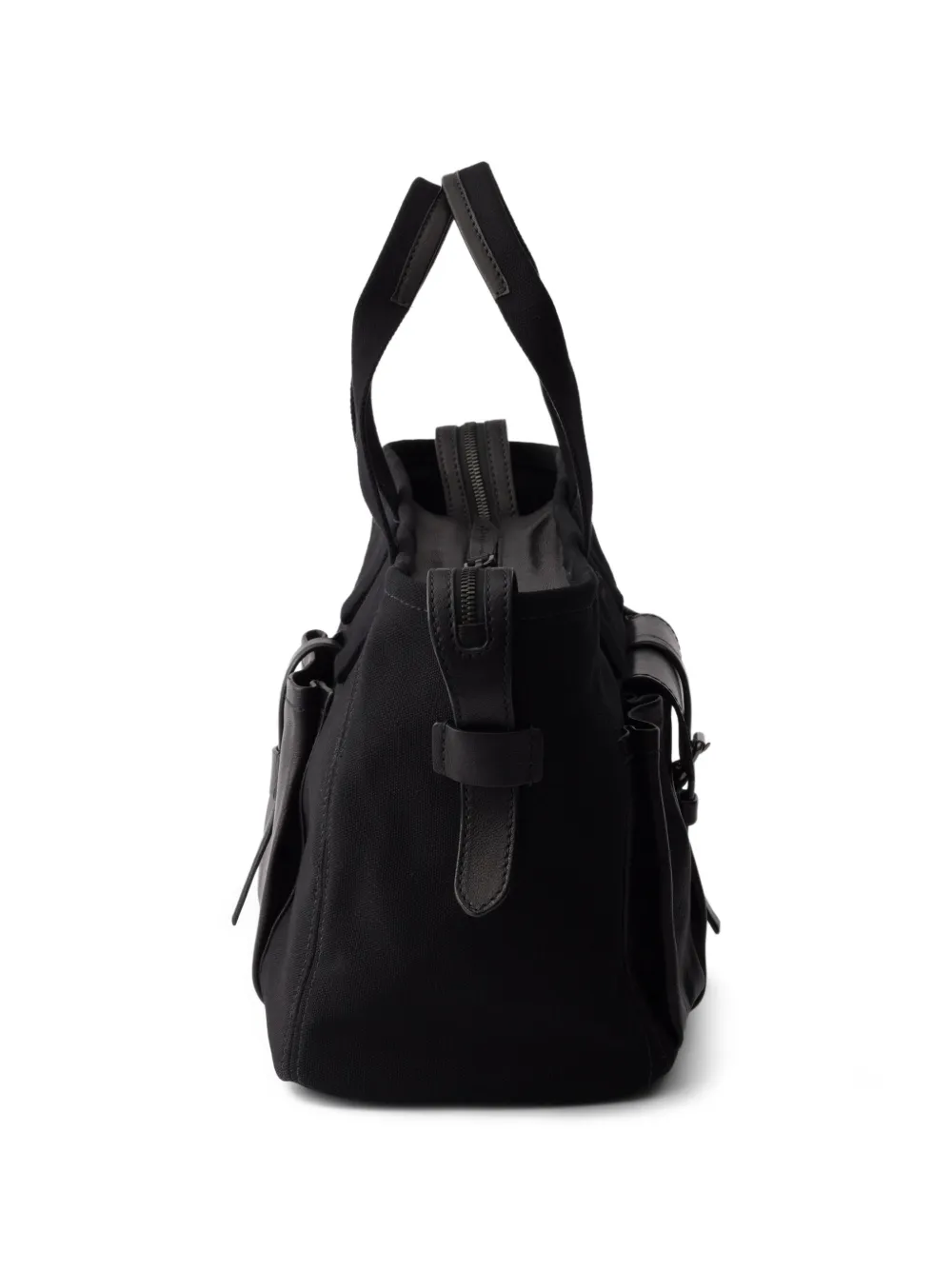 Prada Route grote canvas en leren shopper Zwart