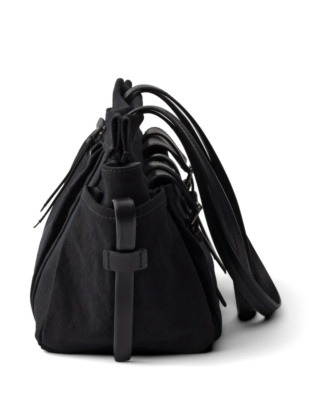 Prada Route grote canvas en leren shopper Zwart