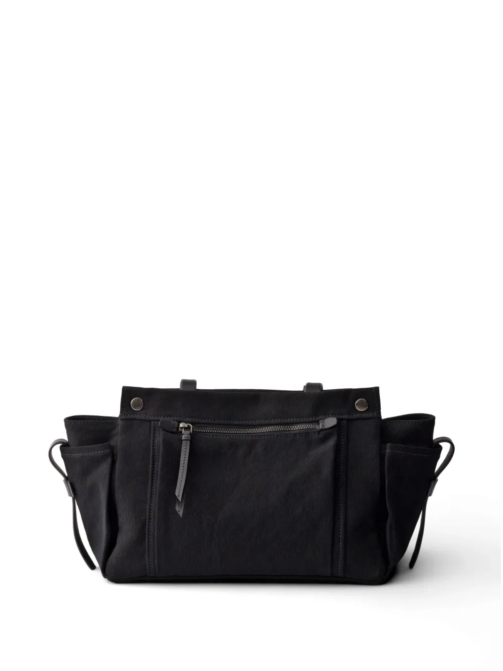 Prada Route grote canvas en leren shopper Zwart