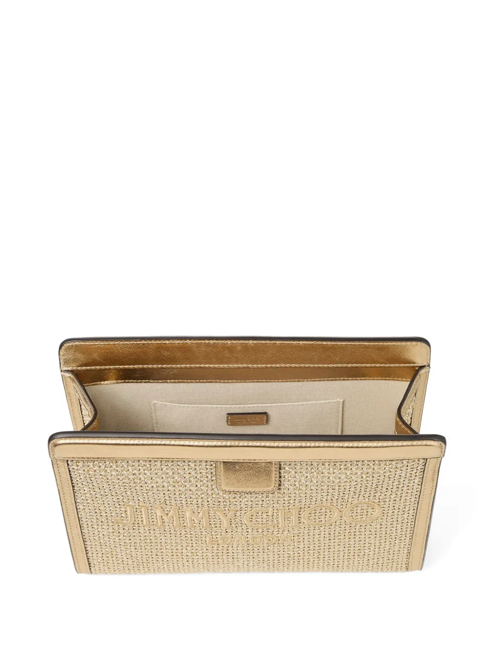 Jimmy Choo Avenue clutch met logo Beige
