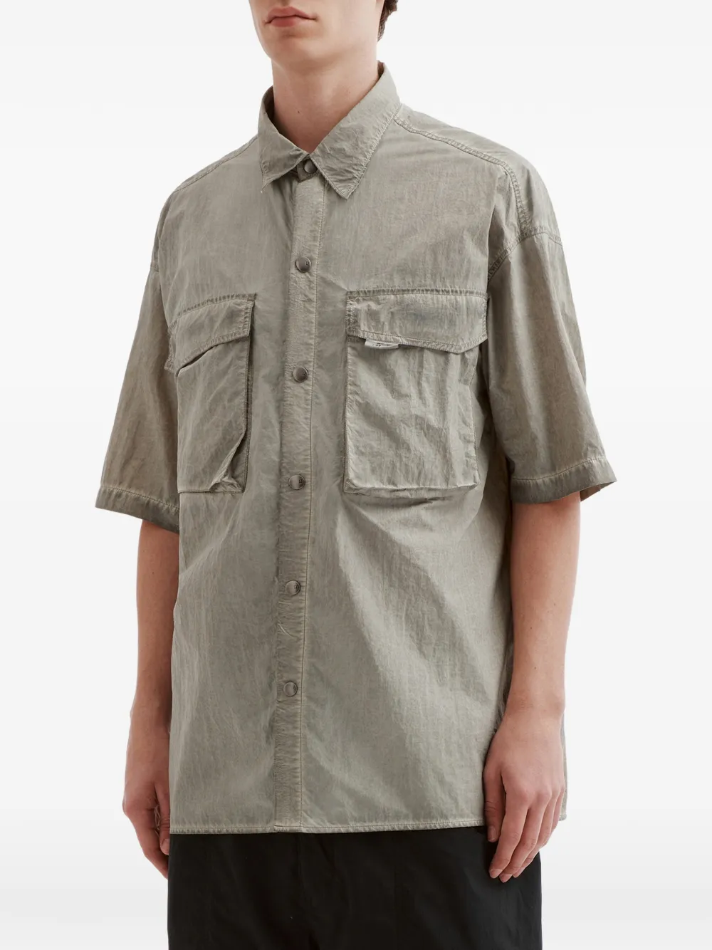  Izzue Camicia A Maniche Corte Con Tasca - Grigio 