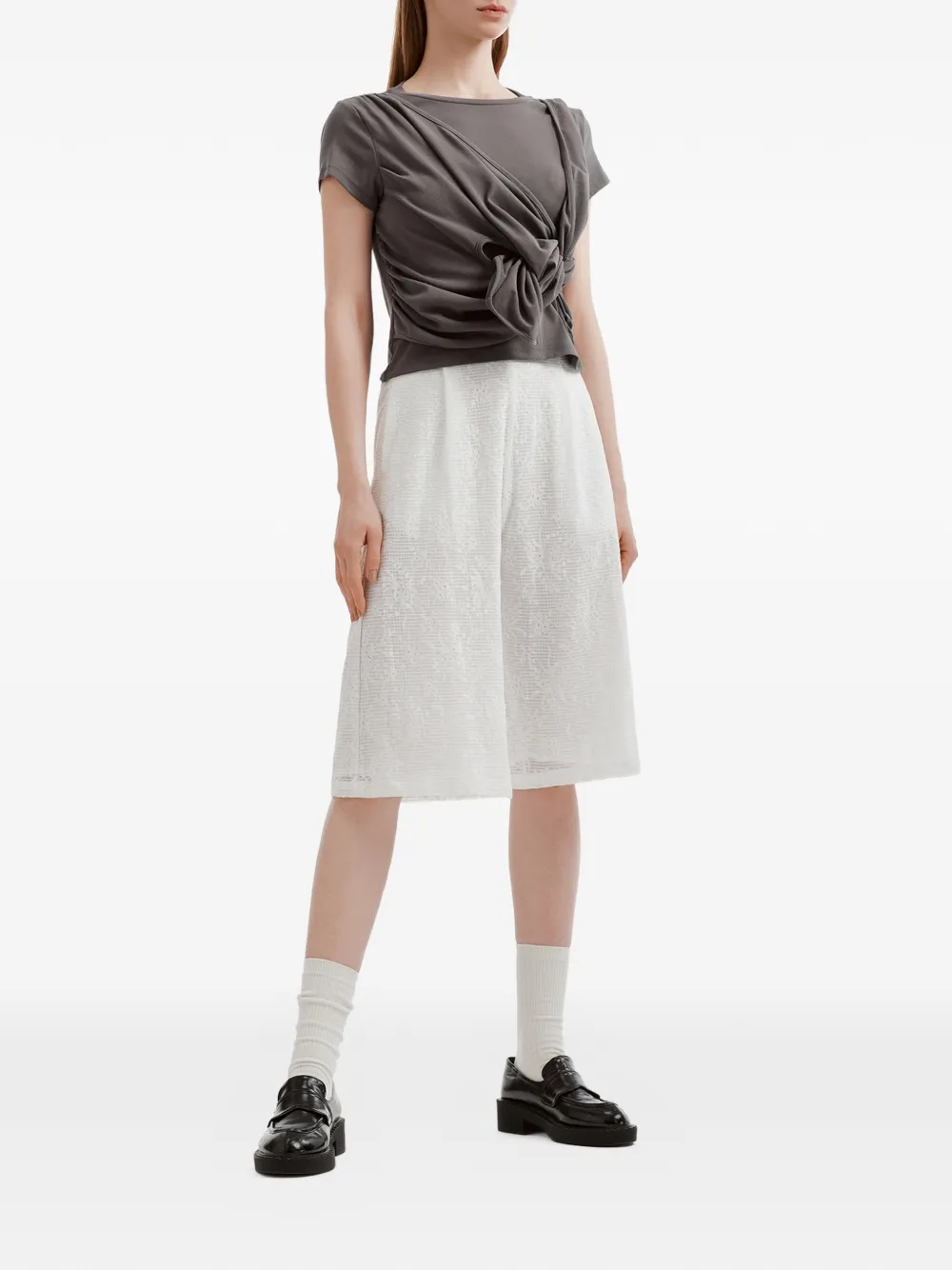 tout a coup Shorts met textuur Wit