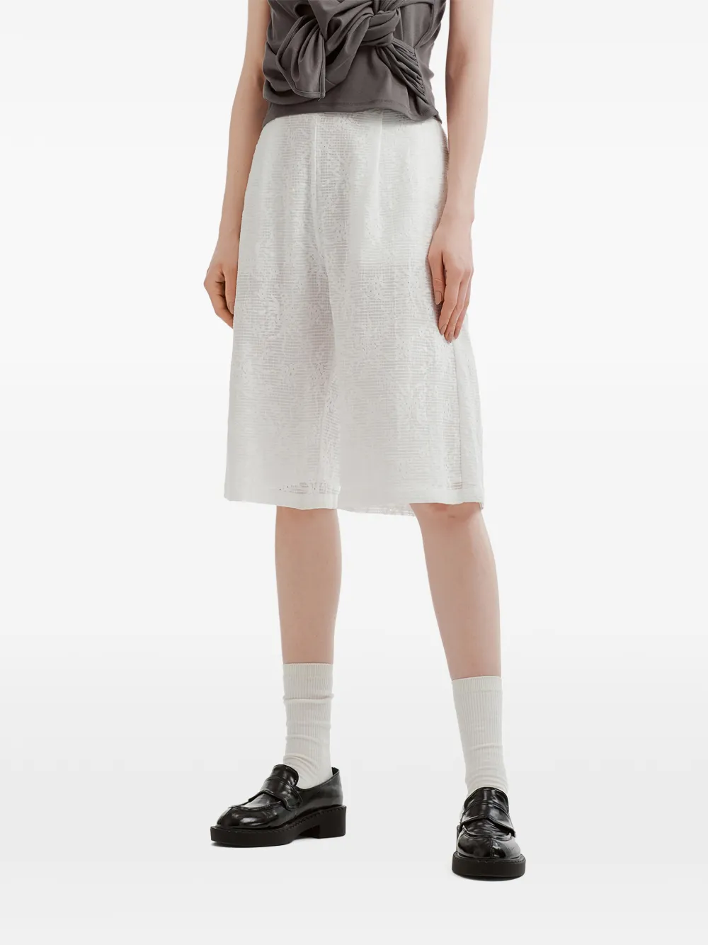 tout a coup Shorts met textuur Wit