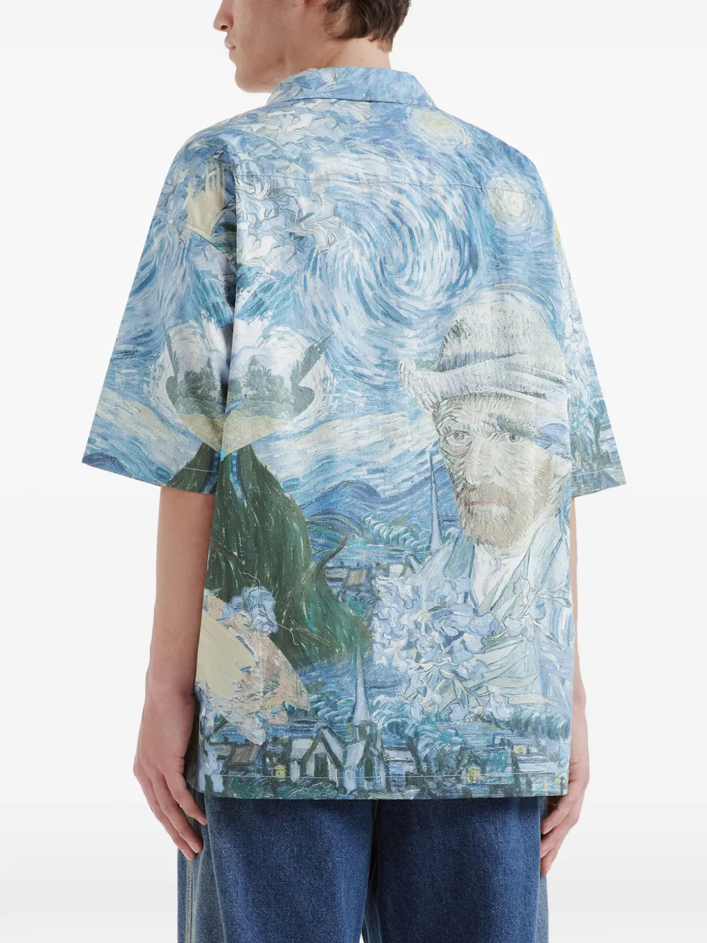 Musium Div. Van Gogh overhemd met korte mouwen en grafische print Blauw
