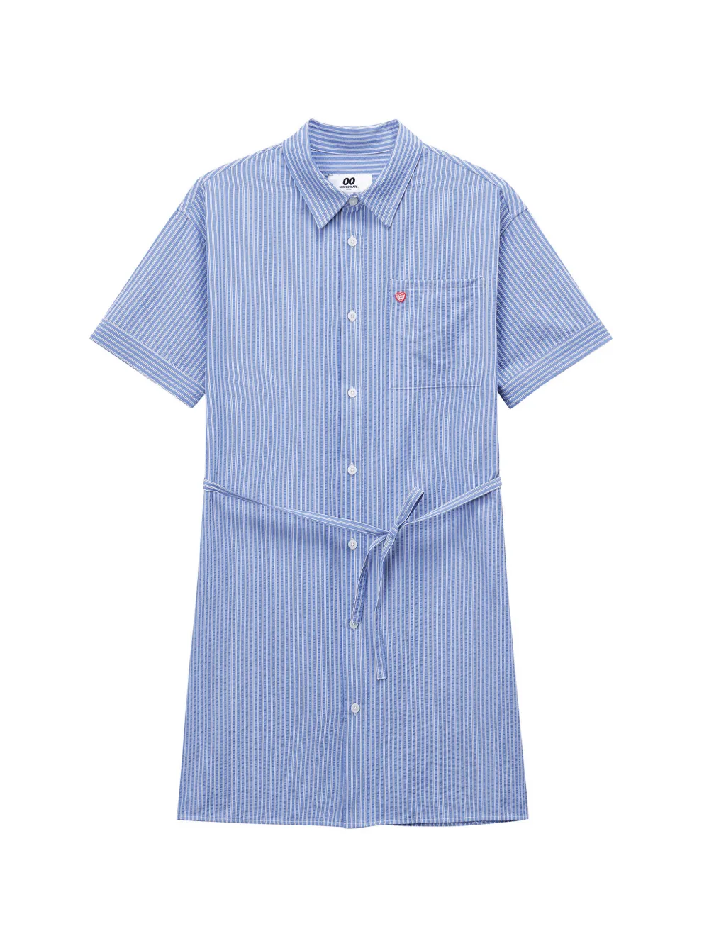 CHOCOOLATE striped belt midi dress - Blau