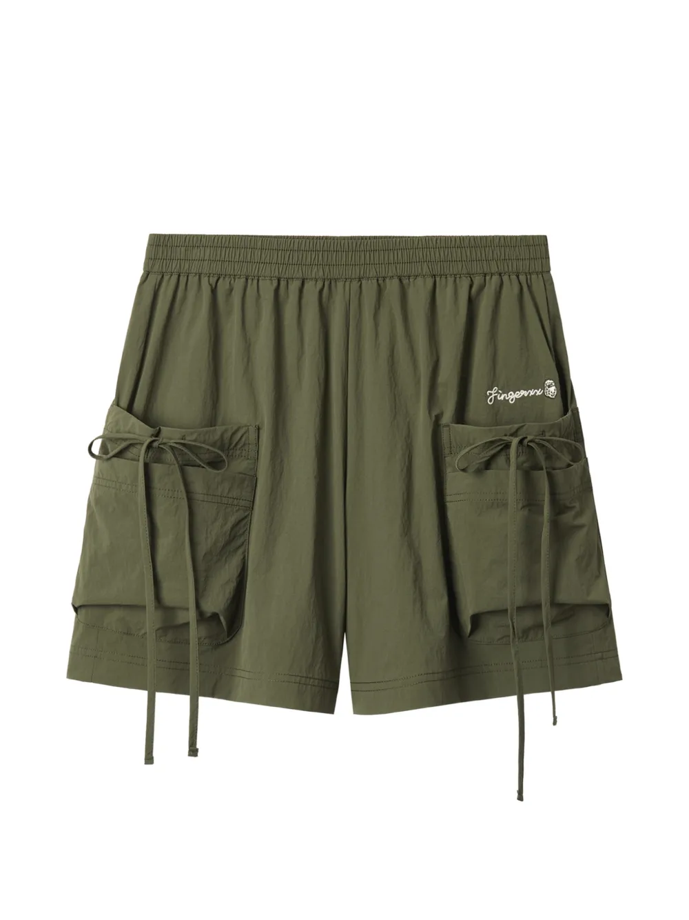 FINGERCROXX tie-detail cargo shorts - Verde