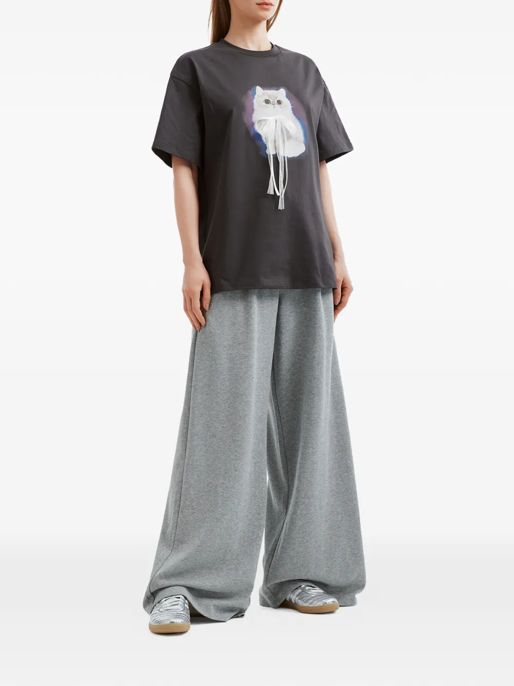 tout a coup Broek met wijde pijpen Grijs