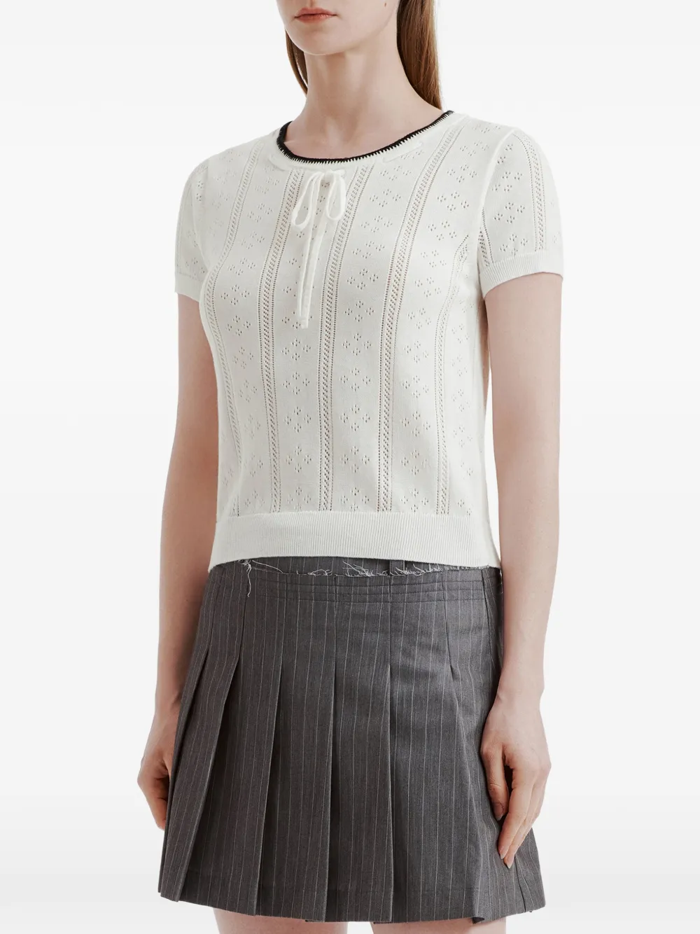  Tout A Coup Patterned Tie Neck Sweater - Neutrals 