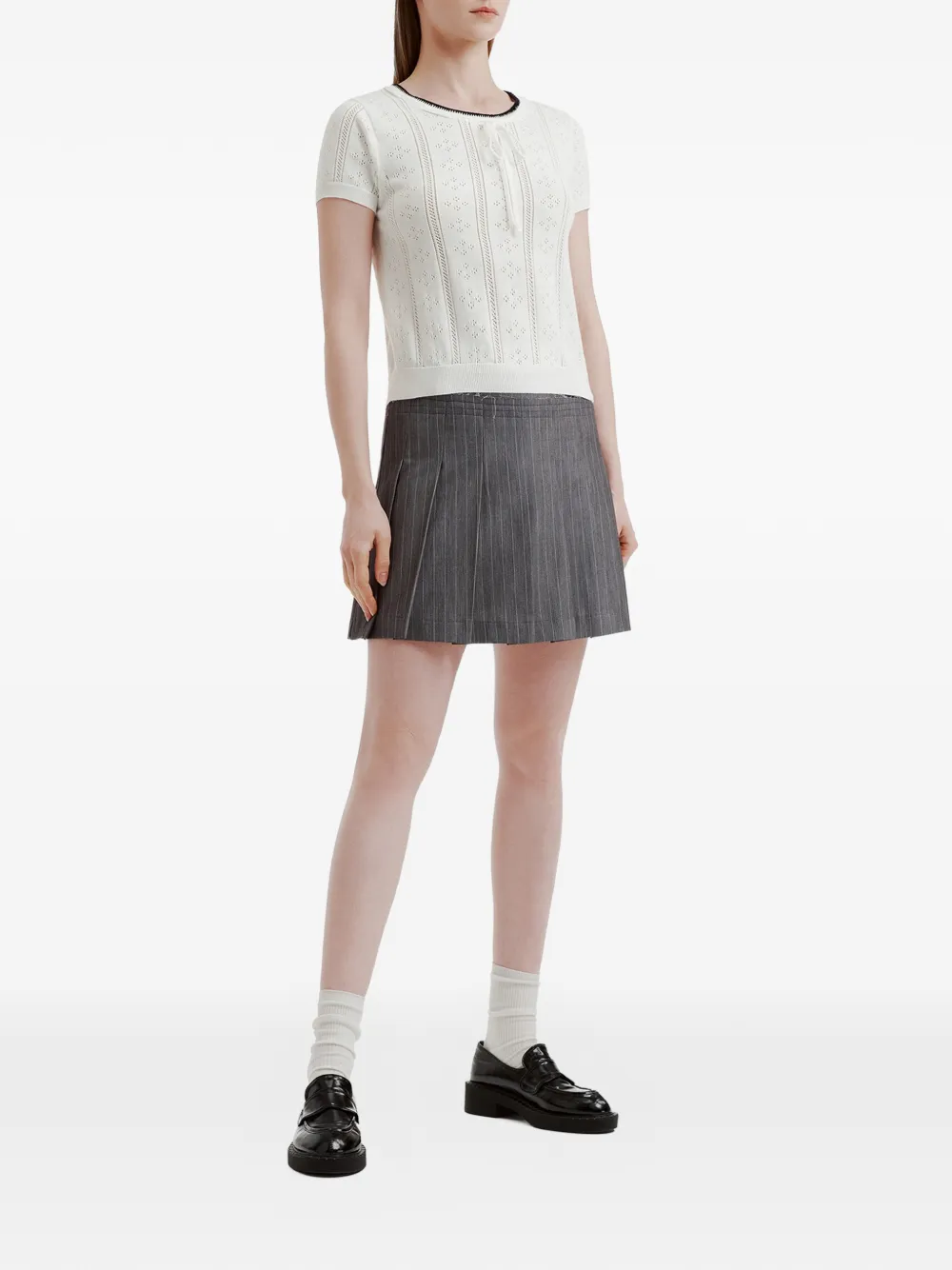 Tout A Coup Patterned Tie Neck Sweater - Neutrals 