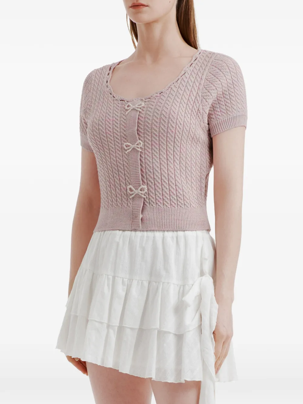 tout a coup Gebreide top met strik-applicatie Roze