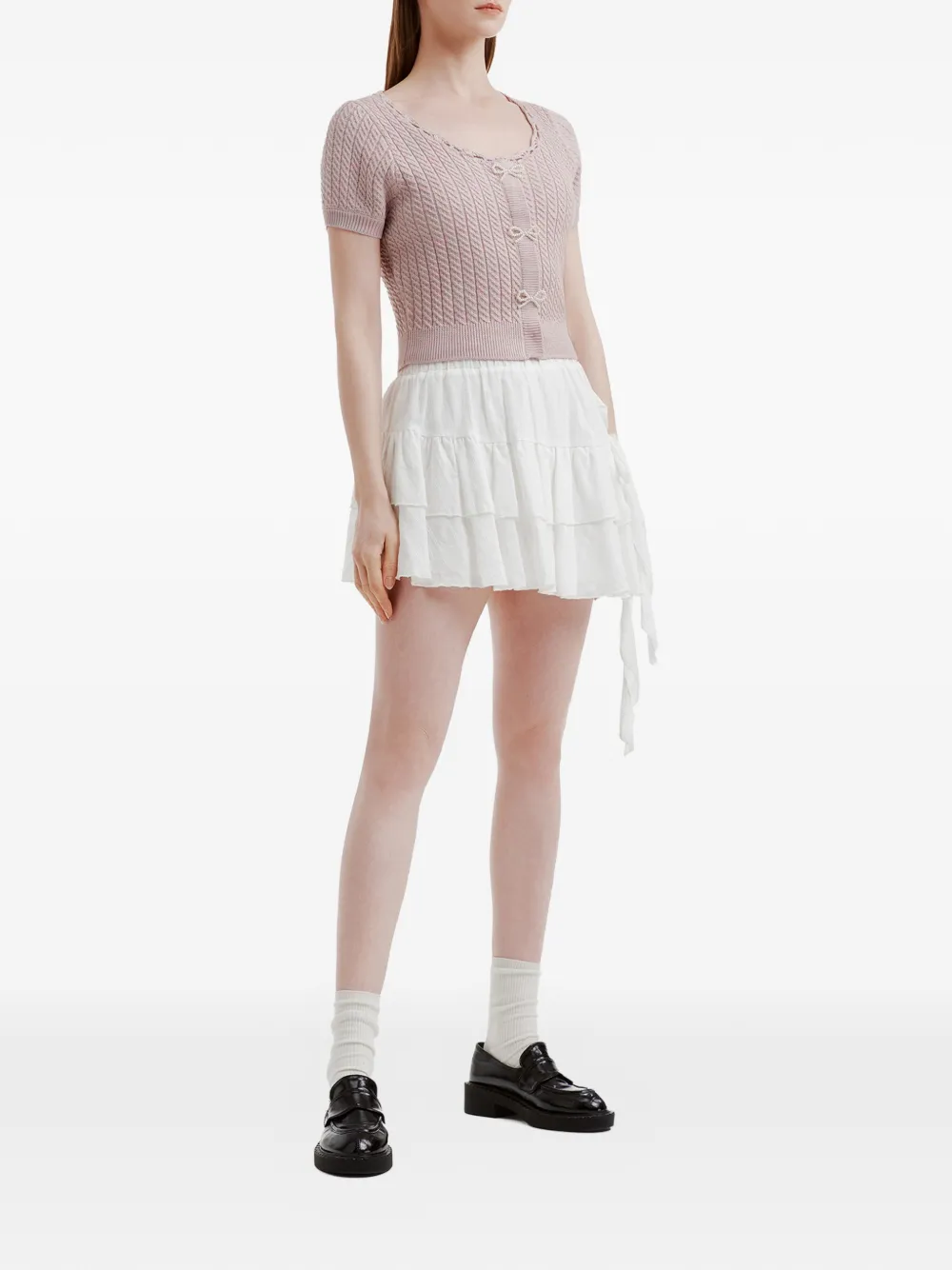 tout a coup Gebreide top met strik-applicatie Roze