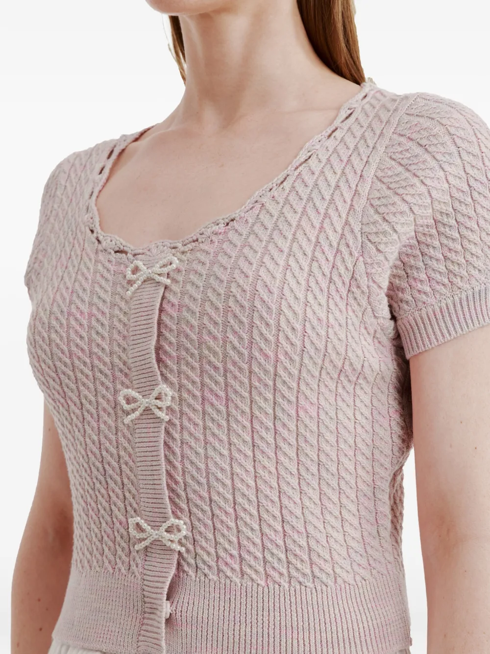 tout a coup Gebreide top met strik-applicatie Roze