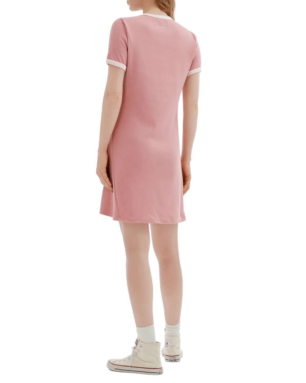  Chocoolate Contrast-trim Mini Dress - Pink 