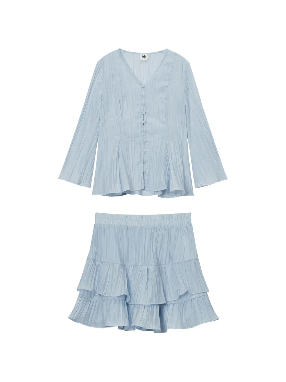 b+ab ruffled-detail skirt set - Blu