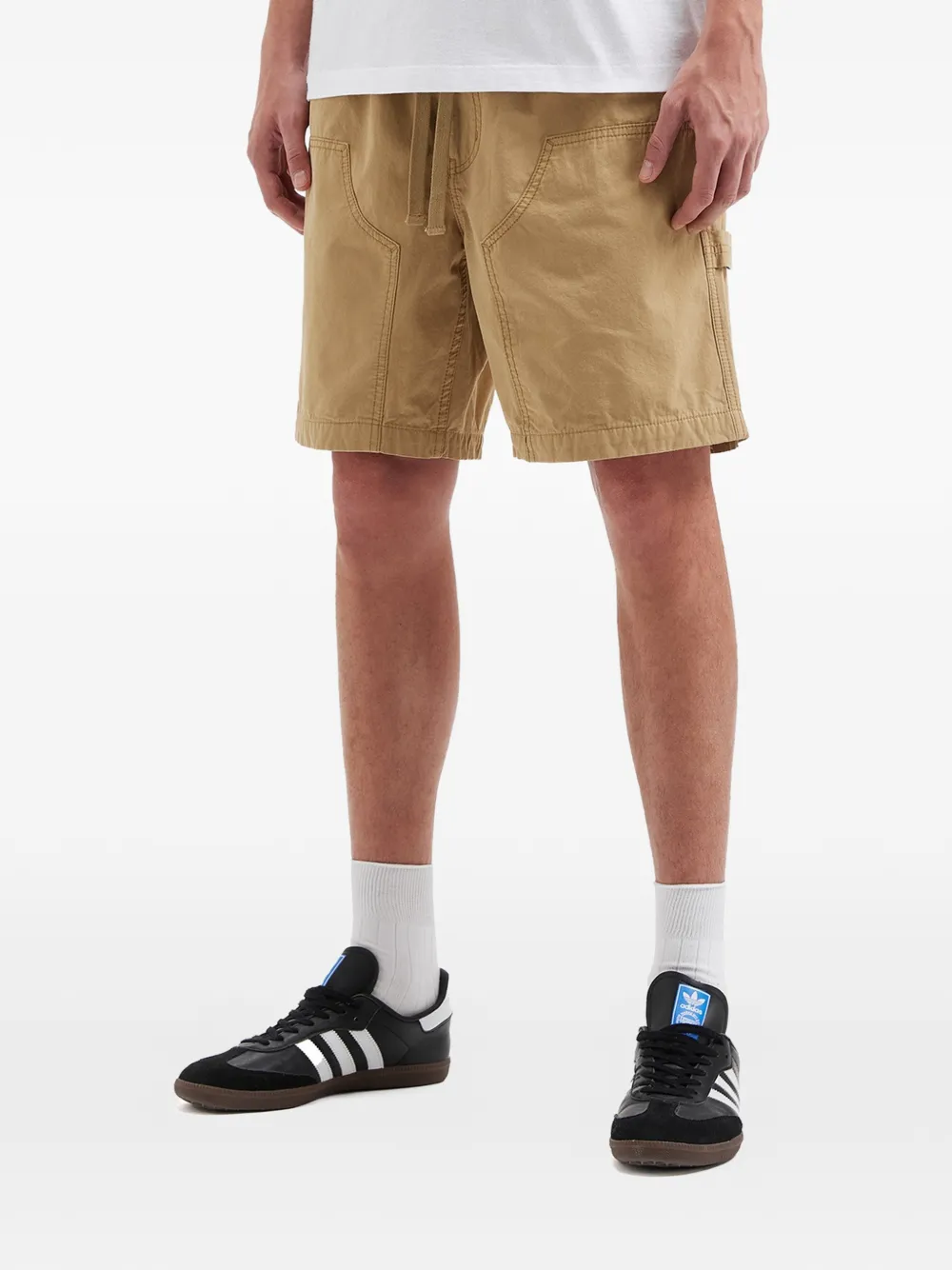  Fingercroxx Patch Pocket Drawstring Shorts - Neutrals 